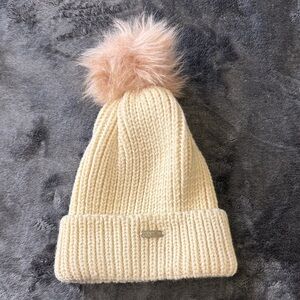 Steve Madden Cream Knit Beanie With Pompom BNWT